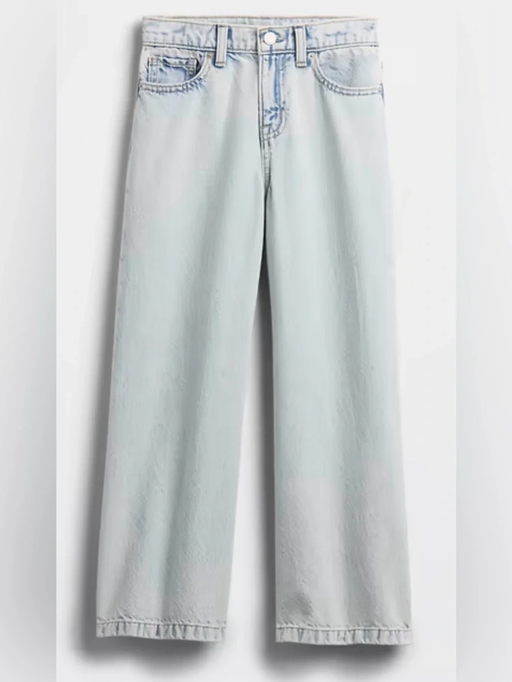 EUC GAP Kids High Rise Stride Wide-Leg Ankle Jeans 16 Plus Light Wash Y2K